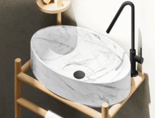 La vasque à poser en marbre de couleur gris clair de forme oblongue et généreuse  élégante d'Itlas est dans la 
sélection de Decofinder <a href="/ItlasPavimenti/">Itlas</a> decofinder.com/z1392988/Elyss…