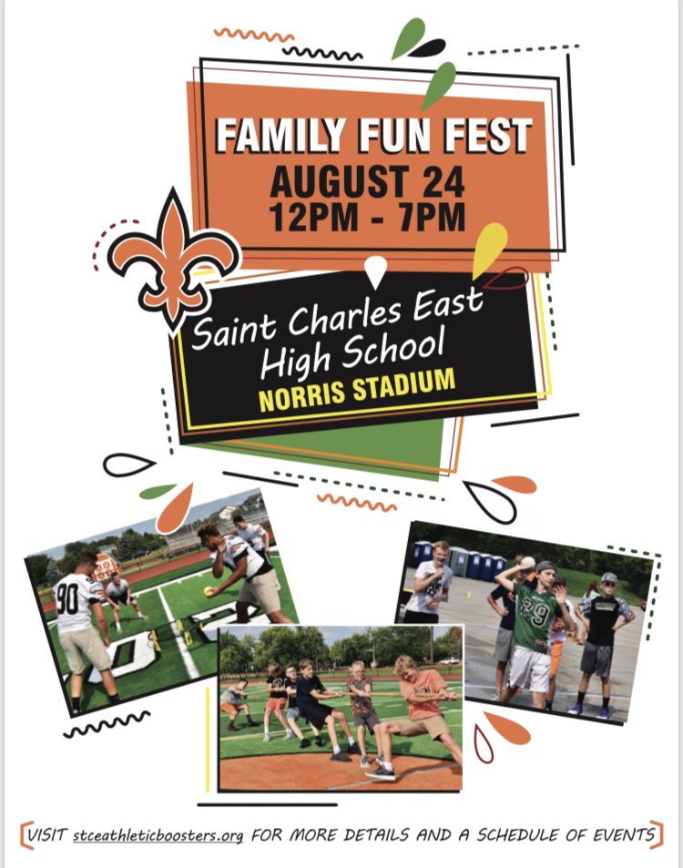 StCharlesEast's tweet image. Saints Family Fun Fest is coming up!  Visit ⁦@STCEBoosters⁩ website for more info at stceathleticboosters.org   #supportstce
