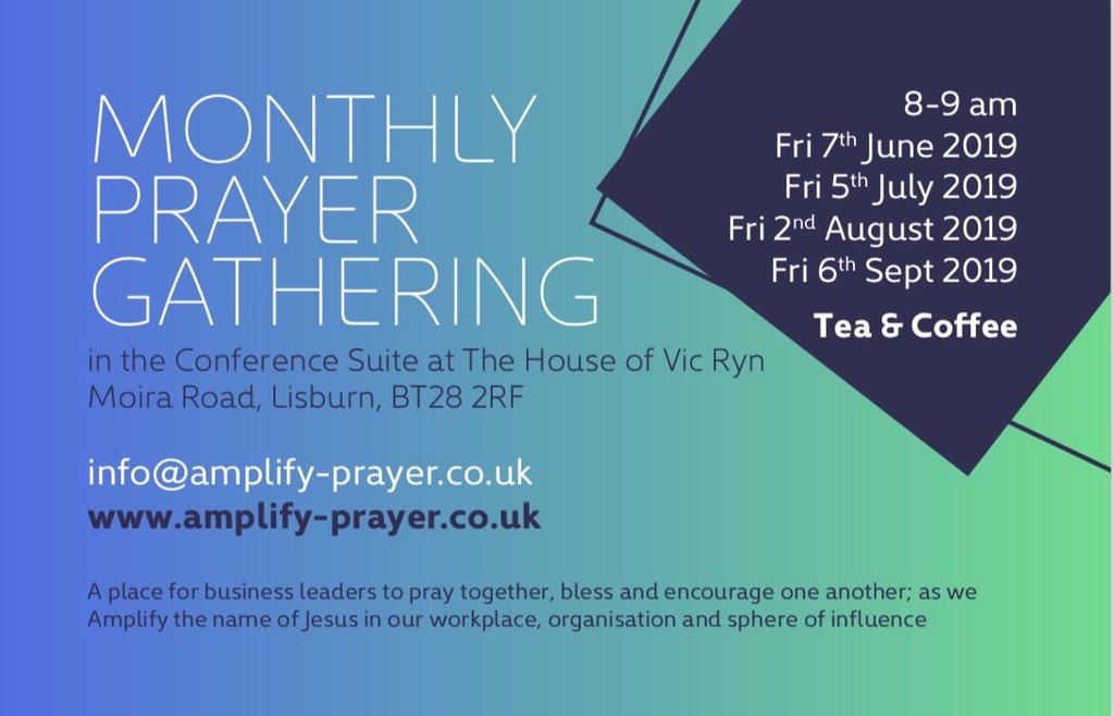 NeilMcKee77's tweet image. Hey friends.  It’s a fresh new month and if you’re near the Lisburn area tomorrow morning you’d be so welcome to come join us at #Amplify, as we gather to chat, connect &amp;amp; pray, 8-9am Vic Ryn amplify-prayer.co.uk