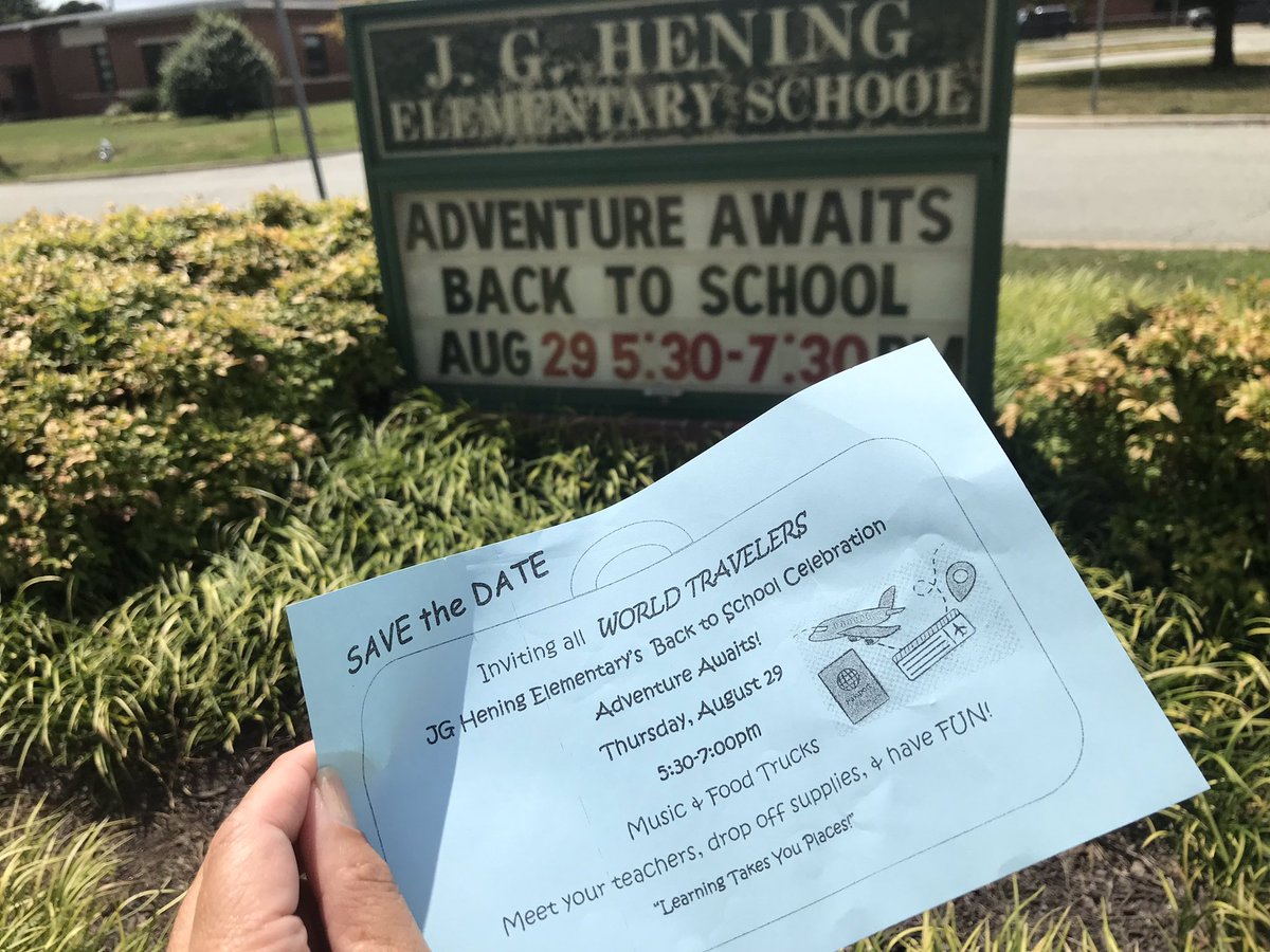 Back to School Celebration on Thursday, Aug 29 from 5:30 to 730pm.  DJ, food trucks, friends &amp; positive mojo!  #adventureawaits #learningtakesyouplaces #hardcorehening #heningrocks