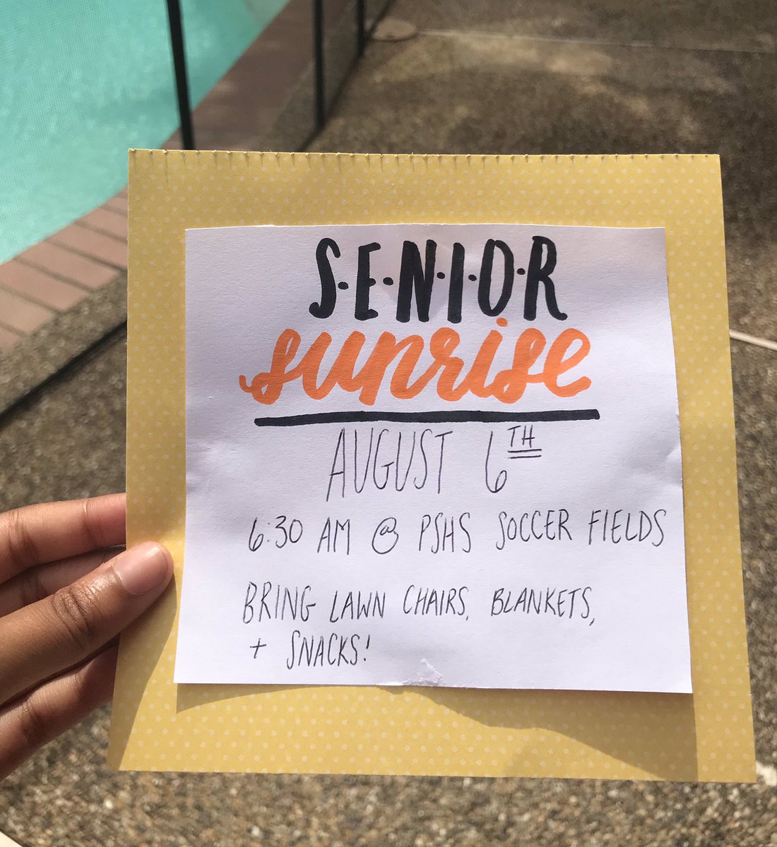 It’s that time of the year again seniors! Senior Sunrise is on August 6th at 6:30 am at the soccer fields- we hope to see y’all there!