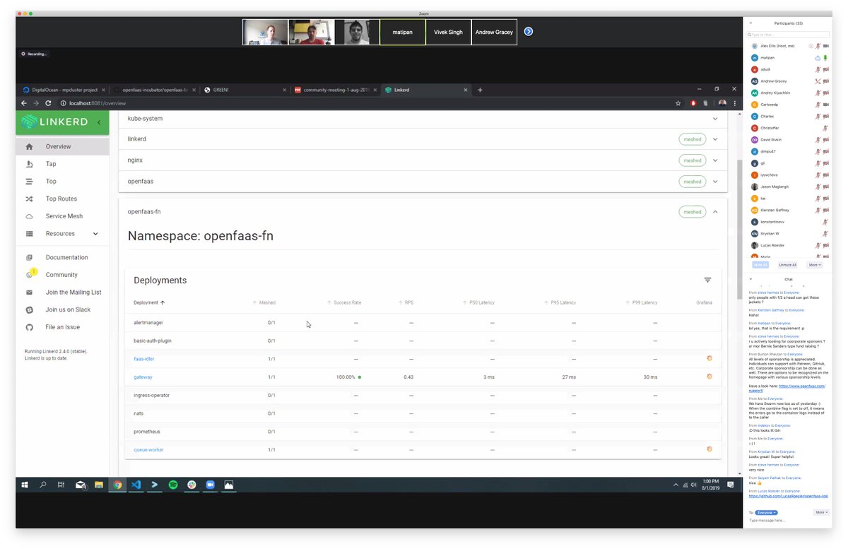 alexellisuk's tweet photo. @viveksyngh @TheAxeR @grafana @linkerd Getting meshy with @matipan and @linkerd - thanks @BuoyantIO for coming along! #trafficsplit #smi #smispec https://t.co/vh2A3HouHT