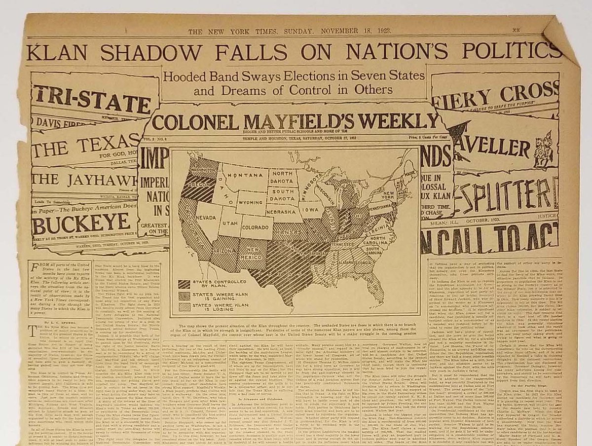 Sobering reminder. In the 1920's the blight of the klan began to take root across parts of the country... and contrary to what this map intones, places like Colorado weren't immune at the time.  #oldmapgallery #oldmaps #politicalmaps #rememberthepast