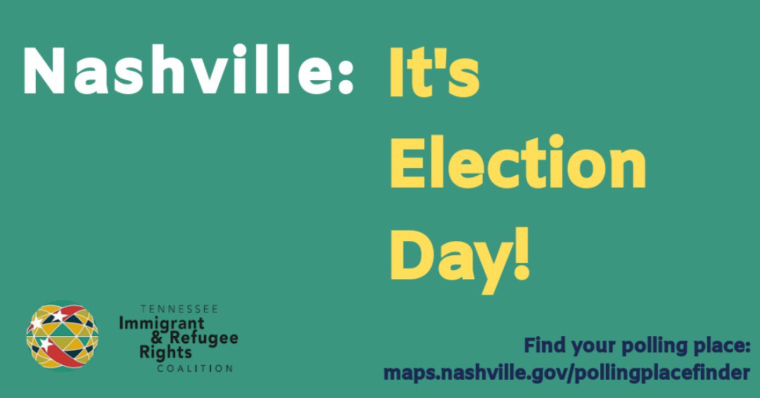 It's election day Nashville. If you have the right to vote, use it! Find polling locations at maps.nashville.gov/pollingplacefi…