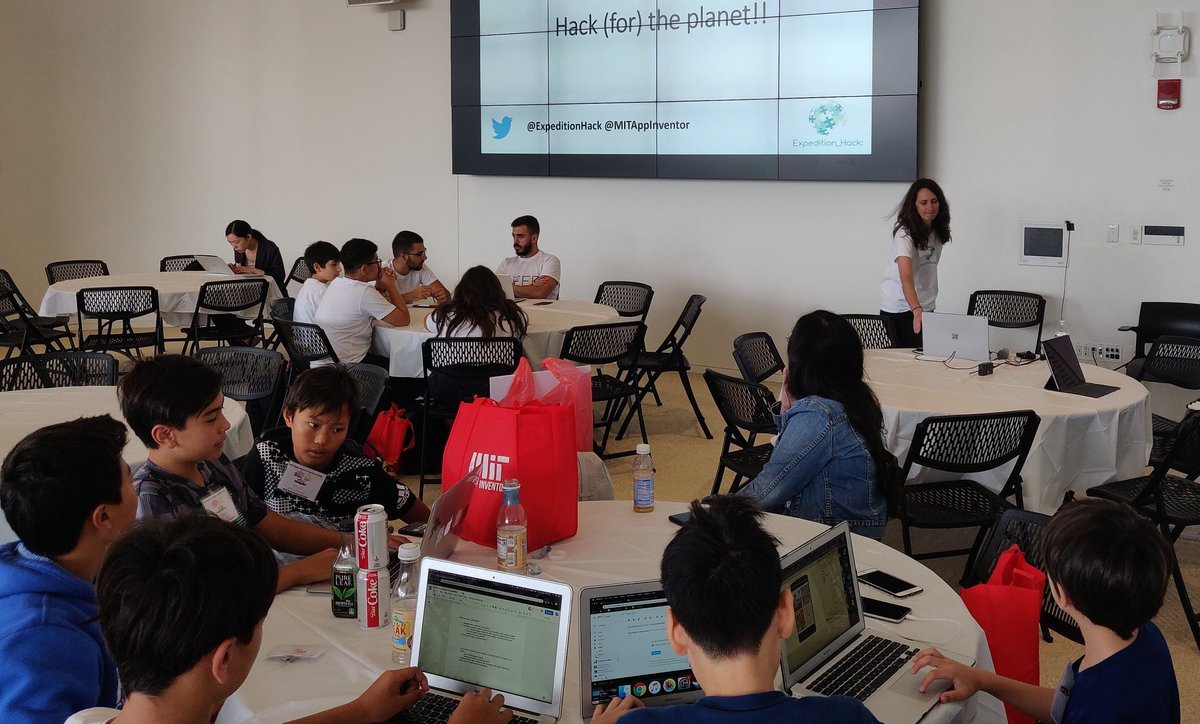 ExpeditionHack's tweet photo. Coding for the planet at the 2019 @MITAppInventor Summit Expedition_Hack: the environment #hackathon https://t.co/6xwavLaiUd
