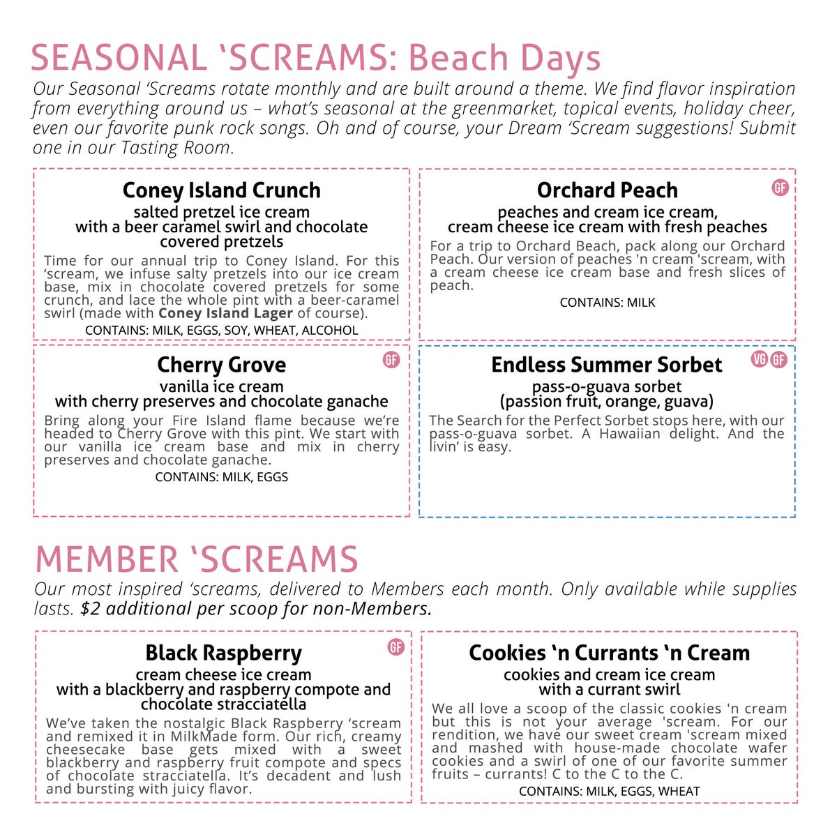Surf’s Up! Our new Seasonal ‘Screams for August are here and they are crafted in honor of NYC’s best beaches. Here’s the lineup: