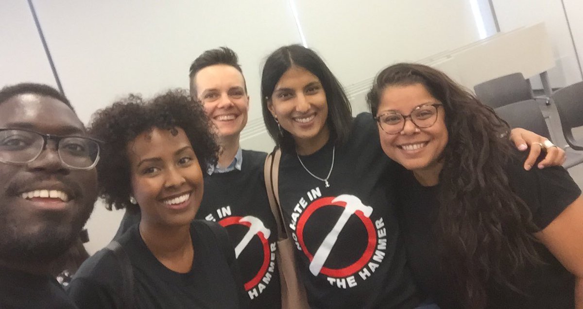 Solidarity forever ✊🏿✊🏾✊🏽✊🏼#NoHateInTheHammer ⁦@EasyThePianoMan⁩ ⁦@MounaBile⁩ ⁦@KlassenCarla⁩ ⁦@NrinderWard3⁩