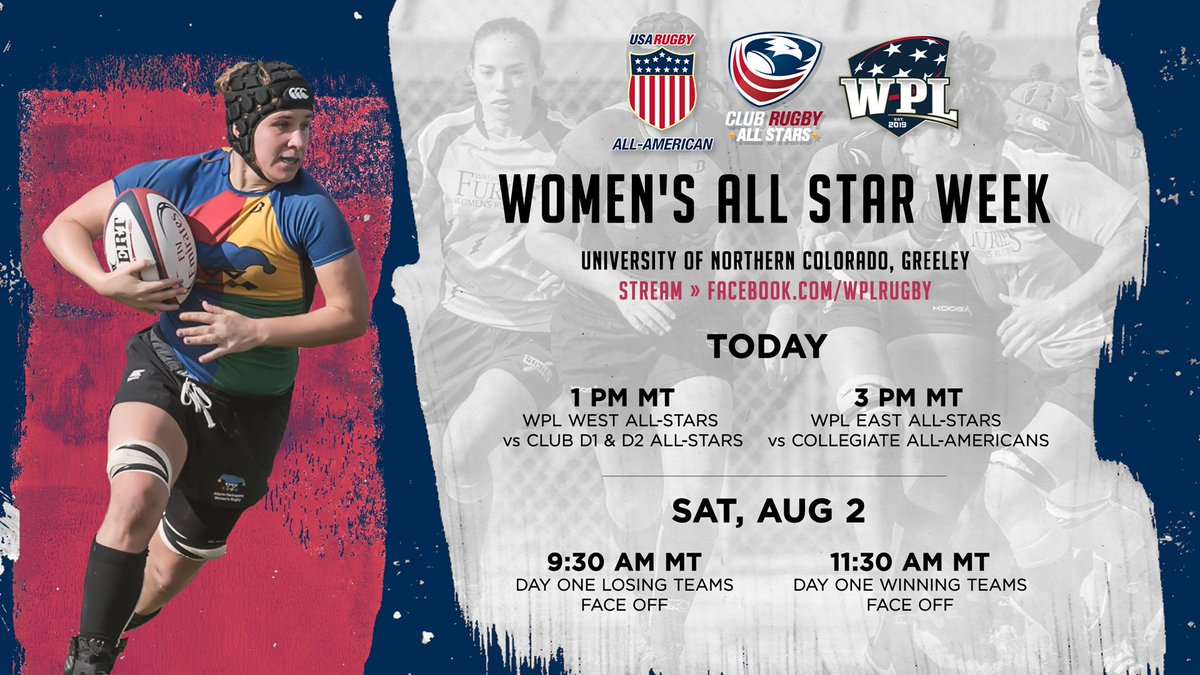 TODAY |  The two-part Women's All Star Week kicks off with <a href="/WPLRugby/">WPL Rugby</a>, <a href="/usaclubrugby/">USA Club Rugby</a> and our Collegiate All-Americans. 

STREAM » facebook.com/wplrugby 

#AllStarWeek