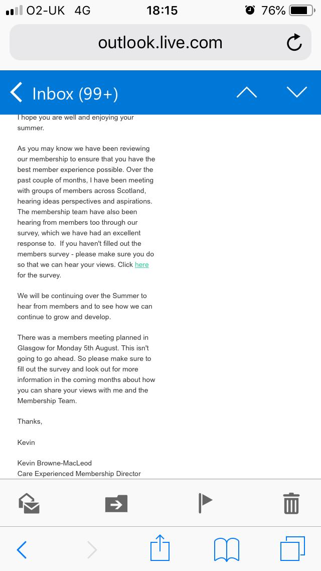 Action4you2's tweet photo. We are sadden to receive the below email by  @whocaresscot 

This event was Promoted as a membership review. 

What is needed is a management/decision making review. 

Especially when claiming to be member lead but Repressing the voice’s that seek improvements. 

#Care2care? https://t.co/n2jjFFxlAV