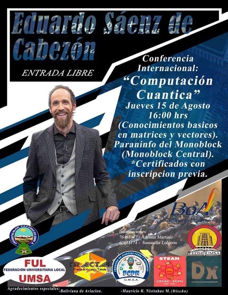 Por primera vez en Bolivia, el Dr Saenz de DERIVANDO en dos conferencias internacionales , jueves 15 y viernes  16 de agosto.