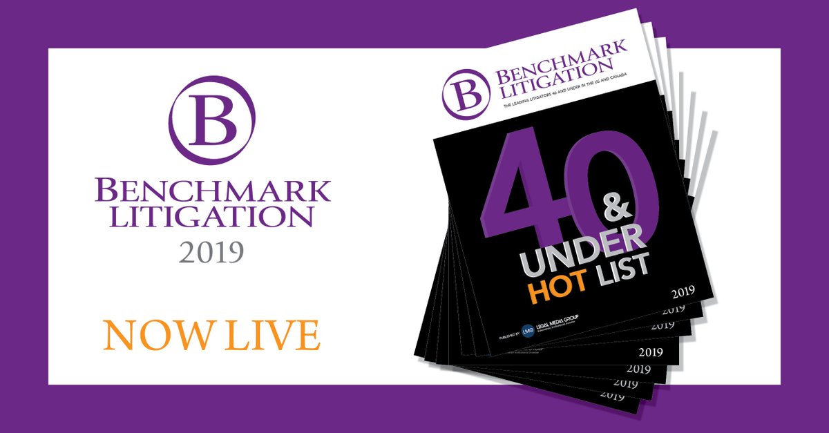BenchLitigation's tweet photo. The wait is over...Benchmark 40 & Under Hot List is now live!
Congratulations to all honorees!
Special thanks to partners and firms for generously supporting our fourth edition of Benchmark 40 & Under Hot List. https://t.co/nSuy8TRXvp #Benchmark40Under https://t.co/Z6gwmy7ueQ