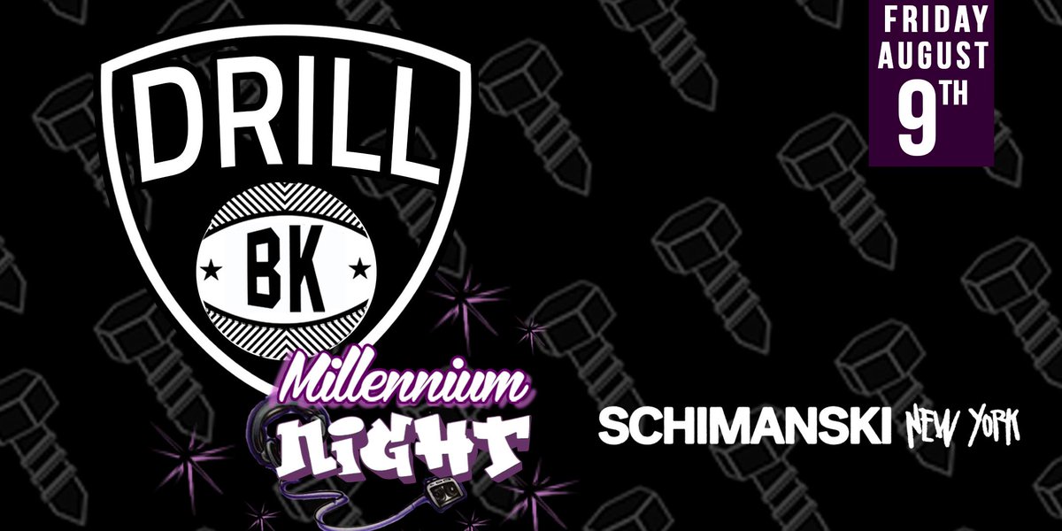 FRIDAY | <a href="/itsthedrill/">DRILL™</a> returns to Schimanski for another installment of DRILL. Complementary drinks powered by <a href="/MakersMark/">Maker's Mark</a> until 11PM. Millennium-themed dress code highly suggested, but not mandatory.

10PM | 21+
54 N 11th St
Free before 11 w/ RSVP: bit.ly/DrillBK2