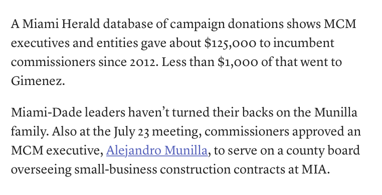 BillyCorben's tweet photo. Alejandro Munilla, exec at bankrupt MCM whose negligence killed 6 in FIU bridge collapse, appointed by @MiamiDadeBCC to county's Small Enterprise Construction Advisory Board after company donated $125K to commissioners because Miami: https://t.co/CNYI0fpjgD @CommBovo @DennisCMoss https://t.co/K8ryL4vgks