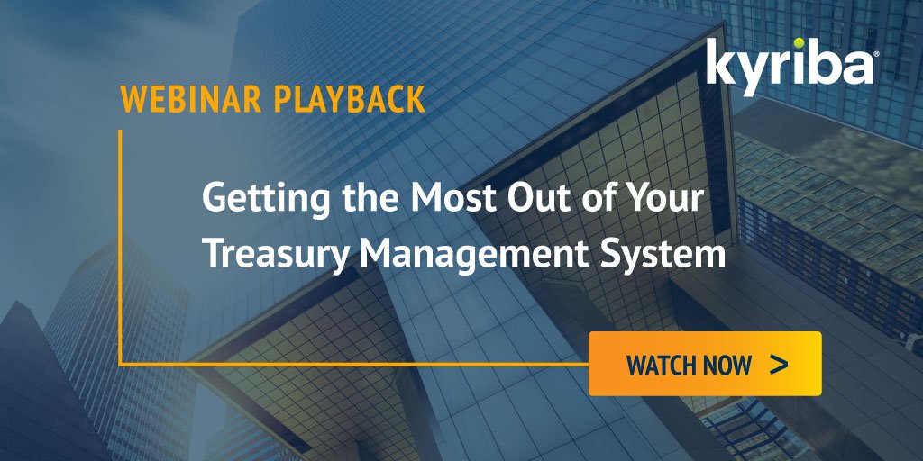 kyribacorp's tweet photo. ICYMI: Weren't able to see the Kyriba #webinar on getting the most out of your #treasury management system? This and all other webinars are available for playback on our website. Find the #TMS webinar at the link below: https://t.co/xVPHHXbTGK https://t.co/xMWqfU7rWh