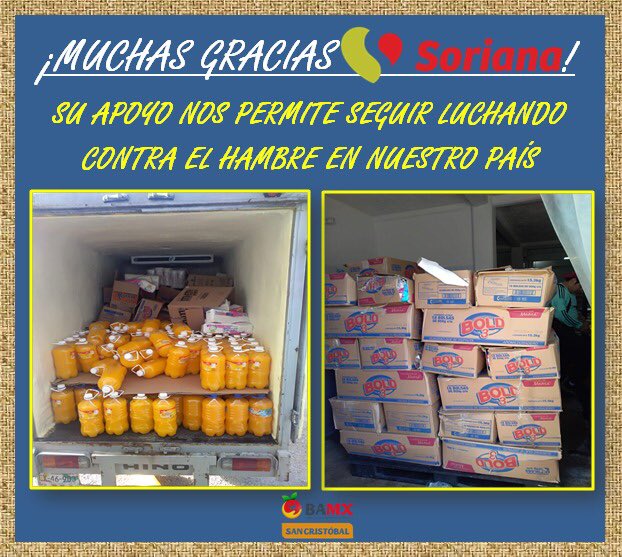 🍎 ¡GRACIAS! a <a href="/OrgSoriana/">Organización Soriana</a> por nutrir nuestro corazón. #BamxSanCristobal