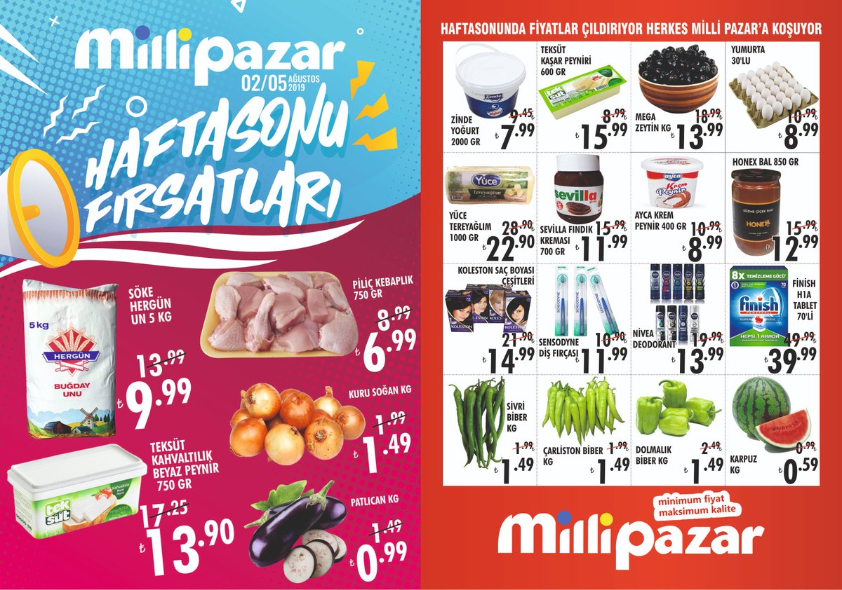 Milli Pazar’da Çılgın Haftasonu Fırsatları Devam Ediyor!
2 - 5 Ağustos 2019 Tarihlerinde Mağazalarımıza Bekliyoruz. #millipazar #iyikiburadayım #bursanınençılgınmarketi #market #alışveriş #indirim #fırsat #çılgın #bursa #kampanya #bursamarket #haftasonu