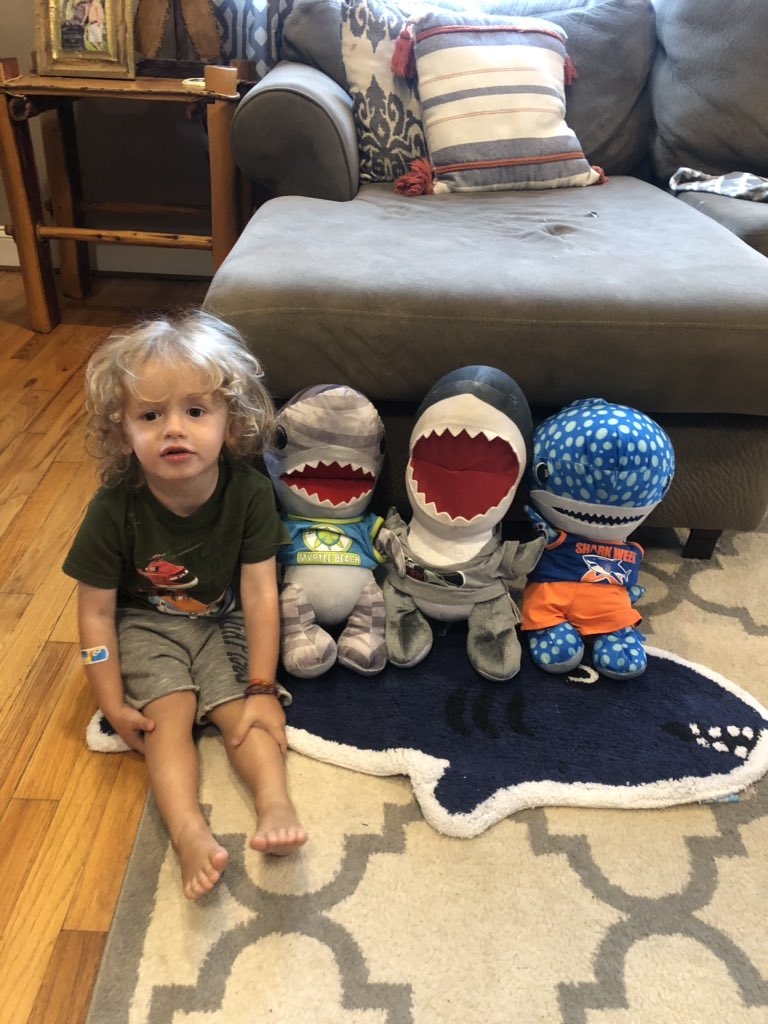 He already has them lined up and ready for the new <a href="/SharkWeek/">Shark Week</a> tonight. #SharkAfterDark #Sweepstakes #SharkWeek