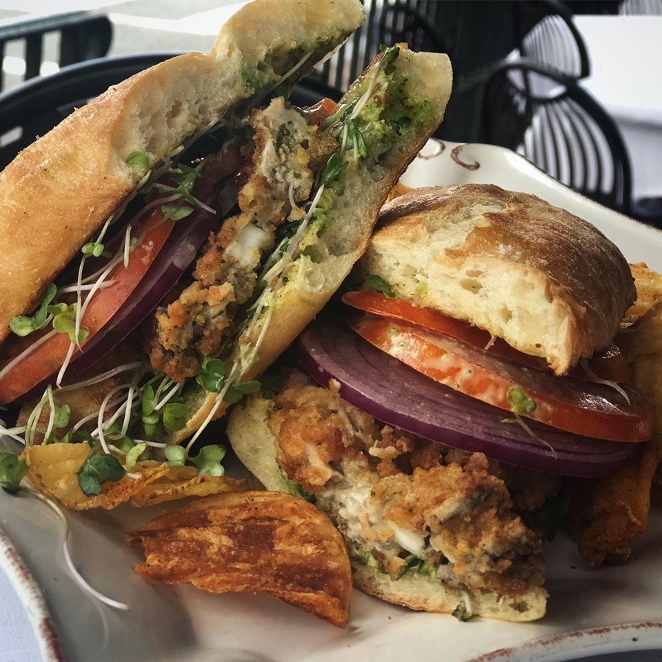 National Oyster Weekend, Aug 2-5 - try our Fried Oyster Sandwich (below) for lunch and Oysters Benedict. Each sale funds the planting of 10 baby oysters onto Chesapeake Bay reefs - that's worth a couple of Oyster Shooters!  #georgetowndc #oysterlovers