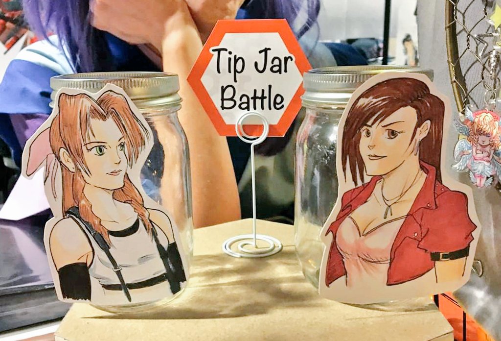zabkazee's tweet photo. The Tip Jar Battles from #mechacon2019~! π
Iβm ashamed that I kept forgetting to post them this weekend. All love to @donald_deuce for another glorious batch of #tipjarbattle illustrations~ Thank you everyone who stopped by #rustybeeproductions in #artistalley & participated!π https://t.co/oGkVb0VKze