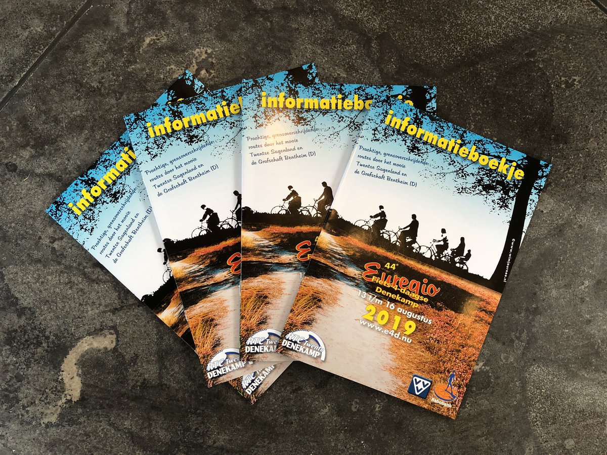 Euregio #fietsvierdaagse #Denekamp van 13 tot 16 aug. 25,40,60 en 100 km. Meer informatie e4d.nu