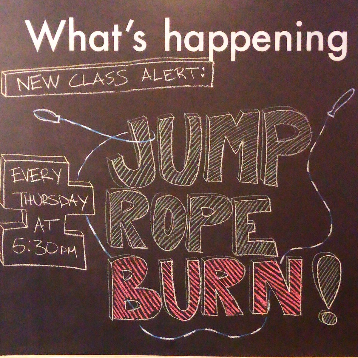 🚨New Class Alert🚨 

Join Alfonso every Thursday at 530pm starting TONIGHT for Jump Rope Burn. 💥 

Skip Rope like a champ! Improve balance, coordination, and build up your stamina and endurance with this fun workout. Let’s do this. 👊🏽