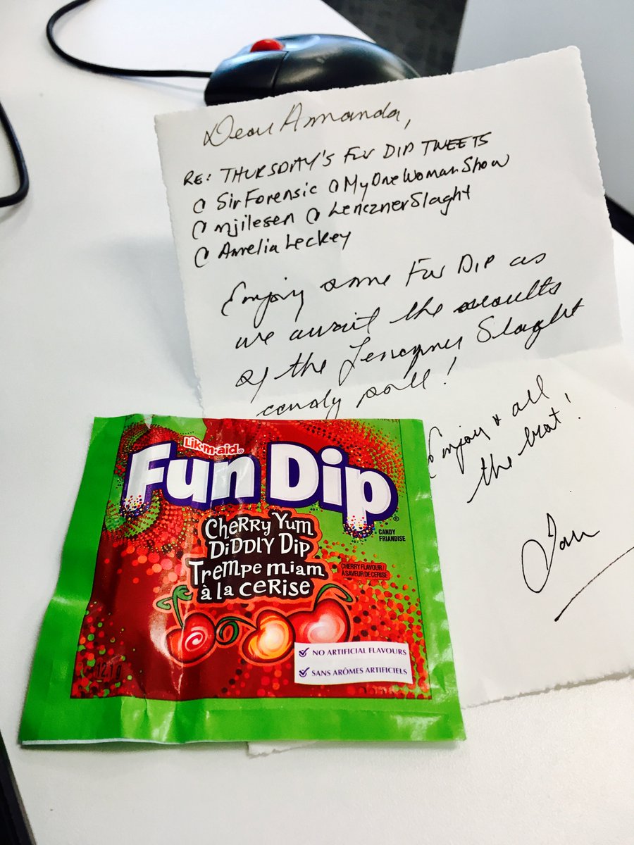 MyOneWomanShow's tweet photo. Thanks for the Fun Dip, @SirForensic! I shared them with my @lawyersdailyca and @LexisNexisCan colleagues and it was a real treat! CC: @LencznerSlaght #candypoll https://t.co/ltbNUSXRPG