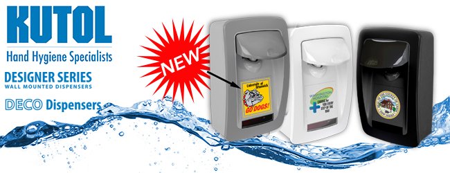 Kutol has announced its new Deco Dispensers. Now customers can brand their Manual Designer Dispensers with logos, messaging, and more! All with the same Kutol quality soap and sanitizer dispensing.
SEE MORE INFO HERE: bit.ly/334MLUx