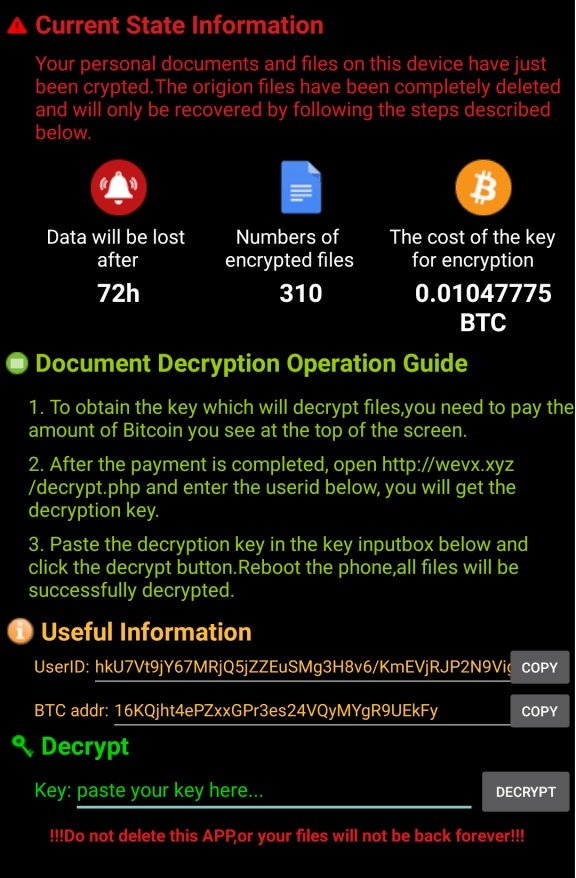 cybersec2030's tweet photo. 👾👾 ⛔📵 ٤/١
على الجميع الحذر من وجود برمجية خبيثة جديدة تحمل إسم #Filecoder بصدد الانتشار وهي تستهدف أنظمة #Android
وتقوم هذه البرمجية الخبيثة في مرحلة أولى، ببعث رسائل قصيرة sms تحتوي على روابط مشبوهة يتمّ إرسالها إلى قائمة الأصدقاء المسجلين بالجهاز ��لمستعمل. https://t.co/valeH76ukj