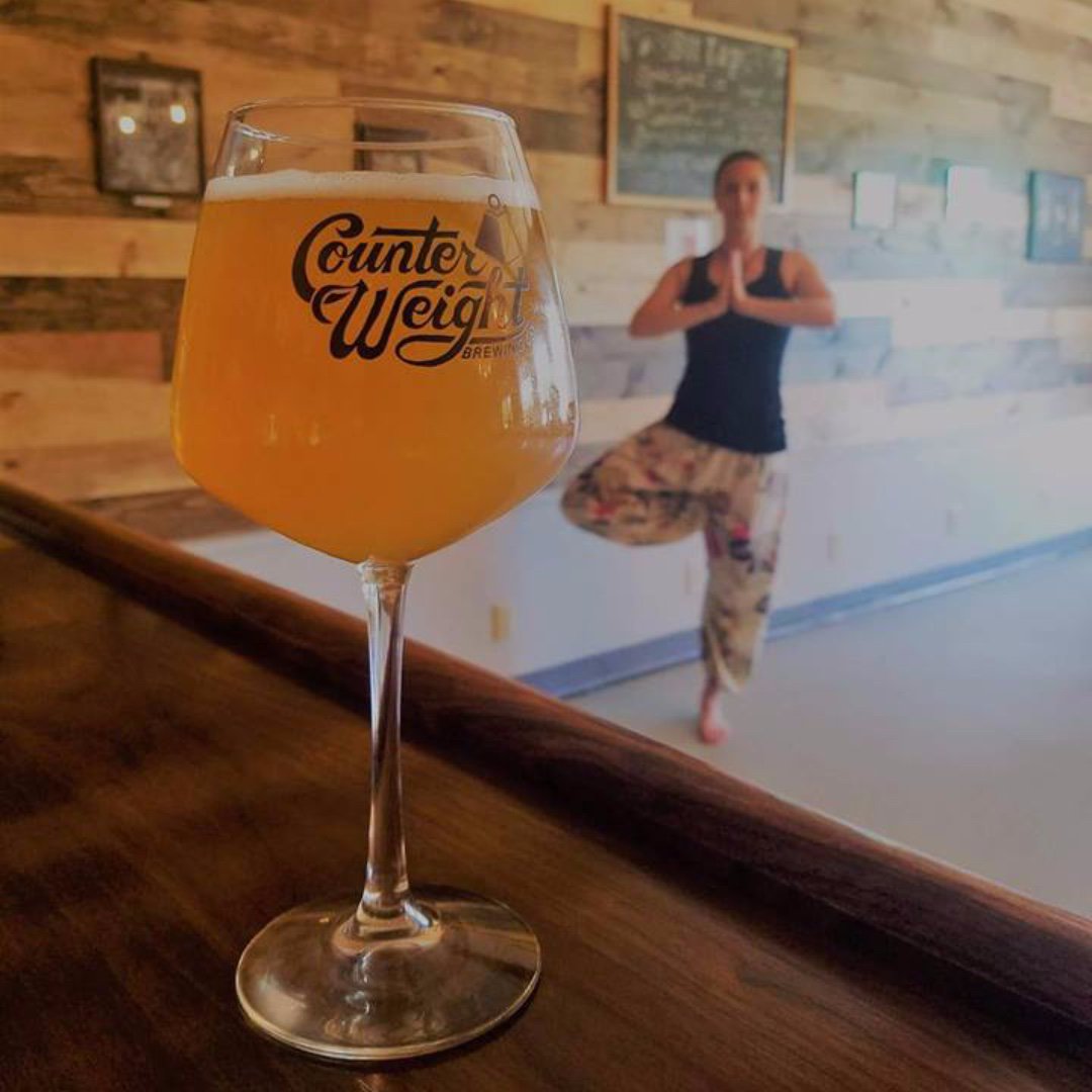 Sunday, August 4 come to #Counterweight and Just Flow With It! 
⌙
Class starts at 10 and includes a free beer! Details on our website. 🙏🏼 #namasteforbeer 🍻 #justflowwithit