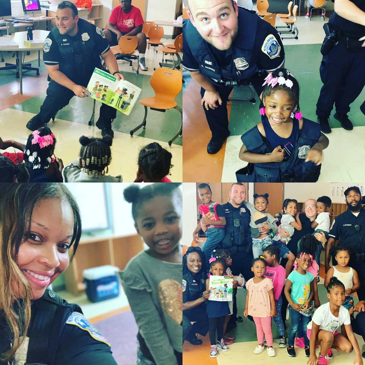 6DCOC's tweet photo. MPD officers love reading to the children at JC Nalle Community School. https://t.co/O9C9As7xpG
