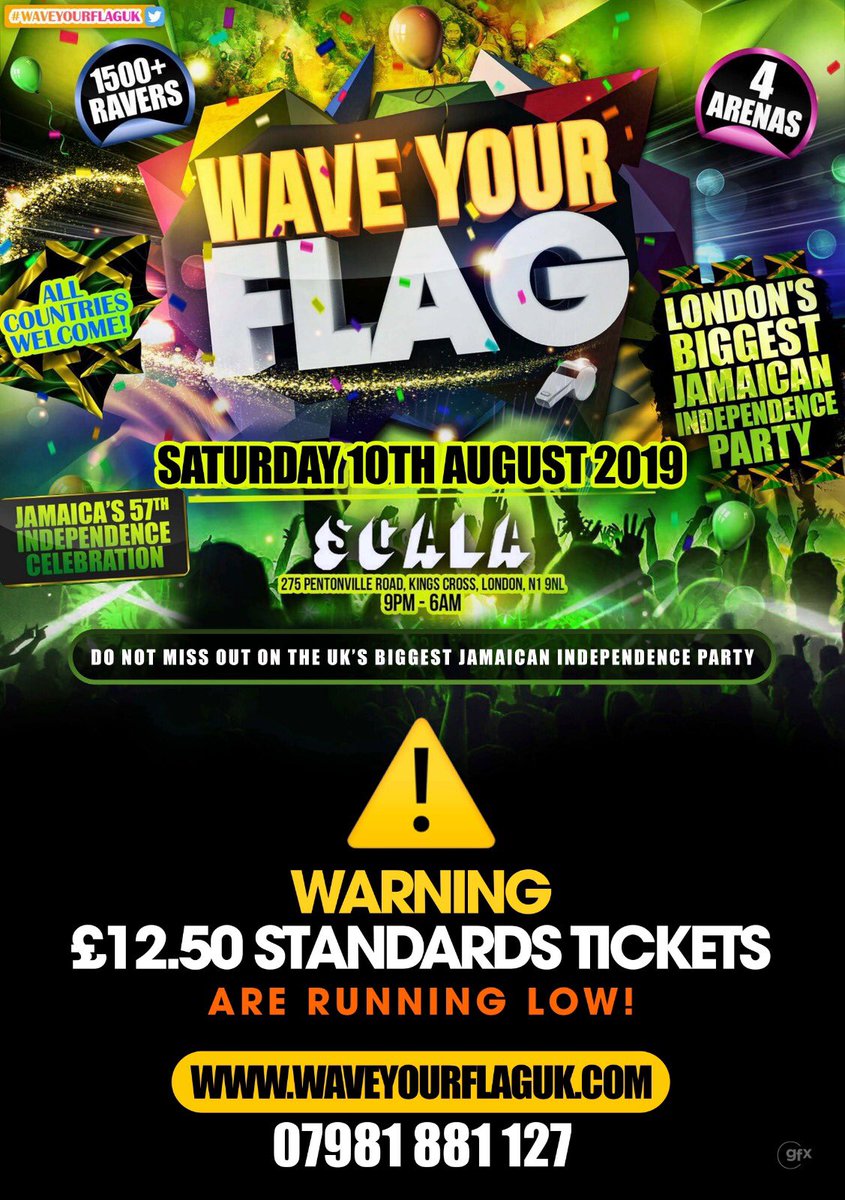 its_jadebrown's tweet photo. #WaveYourFlagUK
NEXT WEEK SATURDAY 📆
1000+ TICKETS SOLD! 🎫
£12.50 TICKETS RUNNING LOW 😱
THIS WILL BE THE UK’s BIGGEST JAMAICAN INDEPENDENCE PARTY 🥳🇯🇲
@PartyHardUK_
https://t.co/ymYComkDNw https://t.co/5OXtyXLSjm