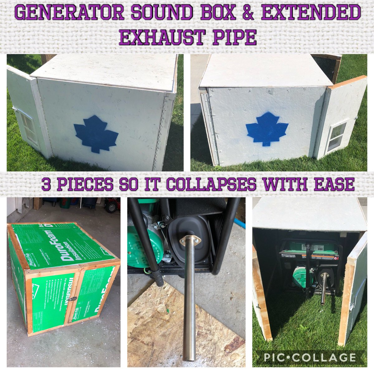 RVDoneYet's tweet photo. Generator muffling box &amp; exhaust extender complete! Both end are “barn doors” so the entire box collapses to fit in RV door (when traveling) https://t.co/W9X7cXl3vV