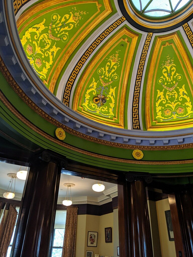 DoorsOpenRI's tweet photo. Looked up from our reading the other day to see this beautiful dome! Anyone know any secrets or histories of this local public library? #doorsopenri #localgems https://t.co/RRNyrJZaaR
