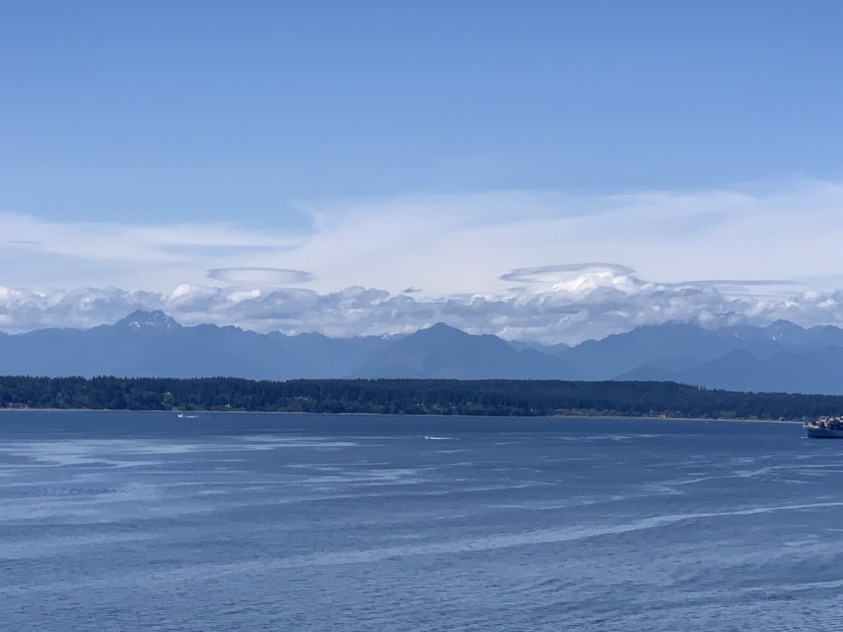 MerzSeattle's tweet image. Don’t think I’ve ever seen lenticular clouds over the Olympics. Trouble ahead?@ShannonODKOMO