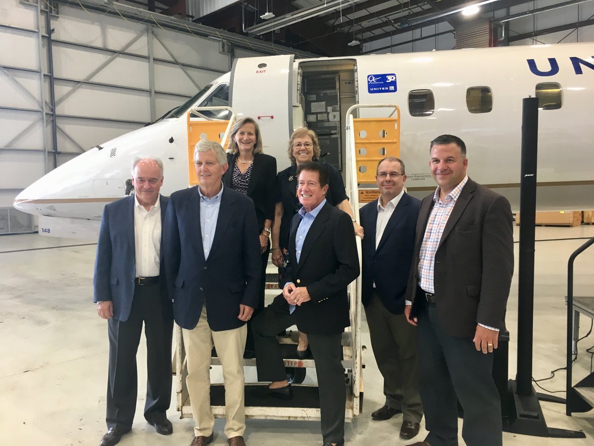 #WomeninAviation was thrilled to mark @FlyCommutAir 30th anniversary today at the Albany, NY, hangar. Extra special to share the day with longtime friends John Sullivan, Andy Price, Tony Von Elbe, Joel Raymond and @kathryn8950. Nice backdrop @embraer 145 in #UnitedExpress livery!