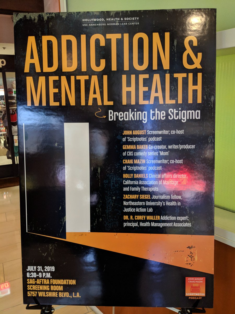 Did you catch the @HollywdHealth panel on addiction and mental health last week? If not, watch the recording here: facebook.com/HollywoodHealt…

Thoughtful discussion from @johnaugust @rcwallermd @GemmaRBaker @ZachWritesStuff @DrHollyDaniels. #BreakingTheStigma