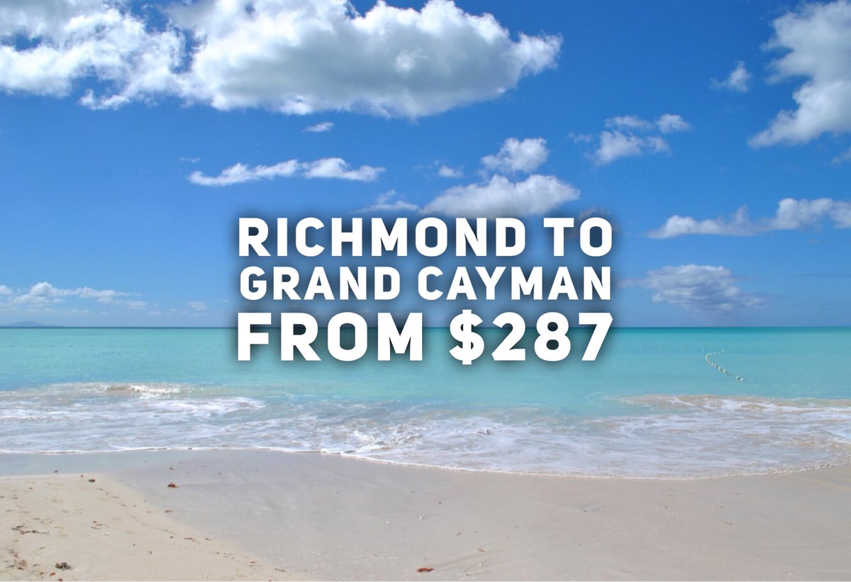 CheapFlightGuy's tweet photo. #CheapFlightGuy #DailyDeal - #Richmond to #GrandCayman from $278 round trip

See https://t.co/Vs4SgxnmFe for details

#CheapFlights #TravelDeals #RIC #GCM https://t.co/J0tINDVtVt