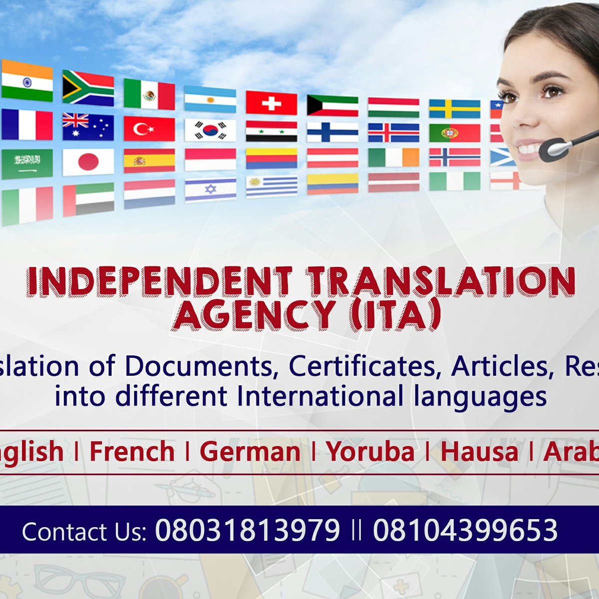 labby_owoboye's tweet photo. #MSMEAwardsNG

In ITA, we are saddled with translation of documents such as reports, results, certificates, articles etc into different international and Nigerian indigenous languages. https://t.co/DSVg7zWQXc