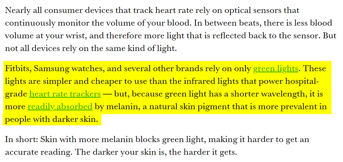 Nearly all consumer devices that track heart rate rely on optical sensors that continuously monitor the volume of your blood. In between beats, there is less blood volume at your wrist, and therefore more light that is reflected back to the sensor. But not all devices rely on the same kind of light.

Fitbits, Samsung watches, and several other brands rely on only green lights. These lights are simpler and cheaper to 
