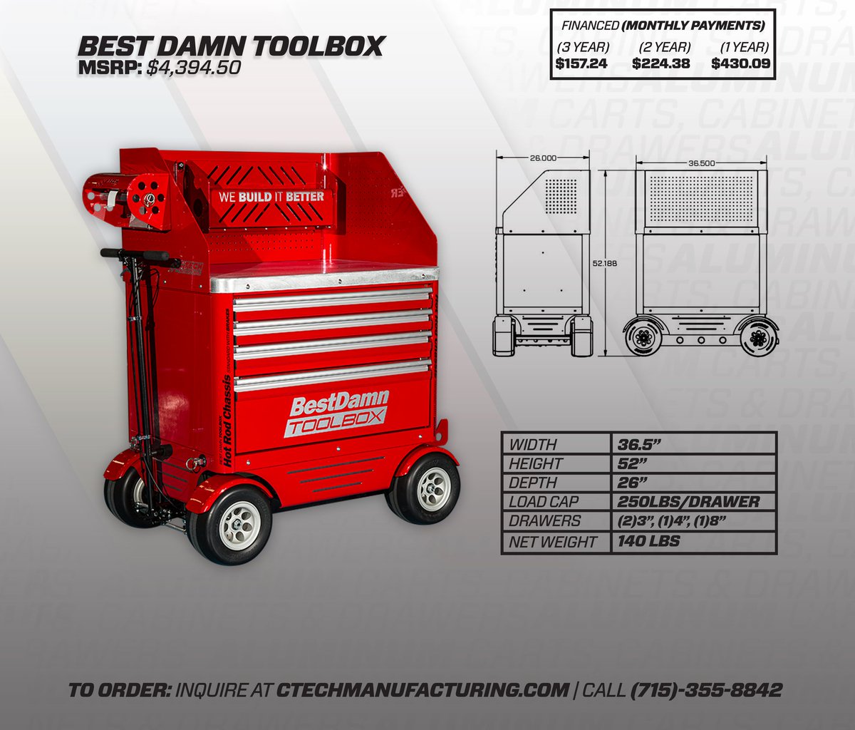 _CTech's tweet photo. #CartOfTheWeek: Starting at $157.24/Month; our tried and true 'Best Damn' Toolbox! You'll find this cart hard at work in the CTech drag racing pits, helping support Jim's championship-winning efforts! It's designed with drag racers in mind!
#toolstorage #pitcart #nhra #toolbox https://t.co/cscCUd5XAm