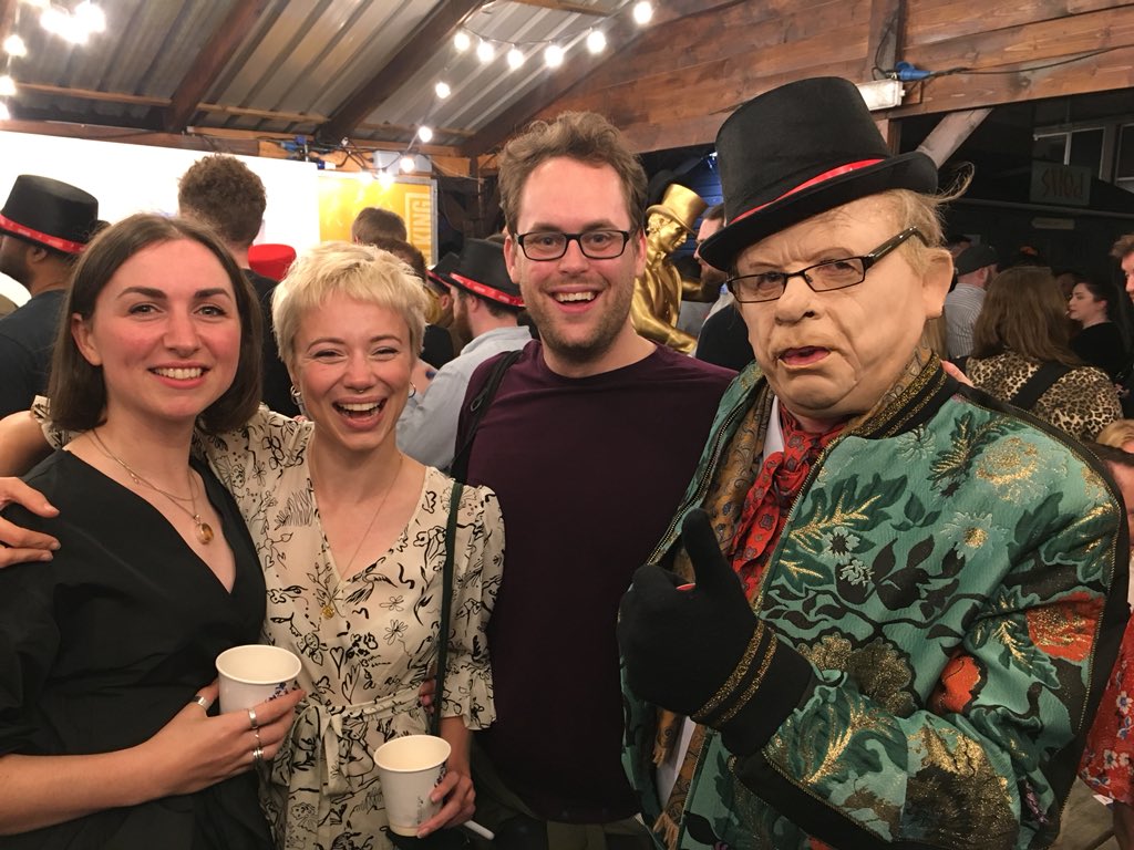 westendproducer's tweet photo. With new friends @ChescMood, Jon Brittain (my self styled biggest fan) and Harriet. At @thelistmagazine party! #EdFest #EdFringe #listparty @edfringe @AssemblyFest https://t.co/KJ05csdJGp