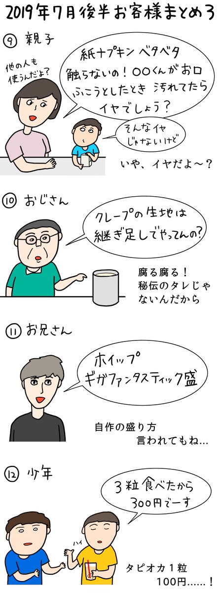 クレープ屋で働く私のどうでもいい話7月後半まとめ2019

鉄板の前が特別暑く感じないくらい暑い夏。 