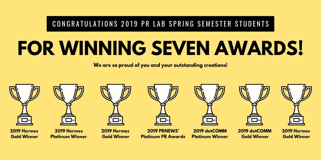 CronkiteAgency's tweet image. Congrats to the Spring 2019 PR Lab students on their recent awards for graphics, social media campaigns and videos! 🏆 Fantastic work! Clients featured in the winning submissions include: @phxChildrens, @ASU_SIRC and @Future_of_War. #hermes #prnews #dotCOMM #studentawards
