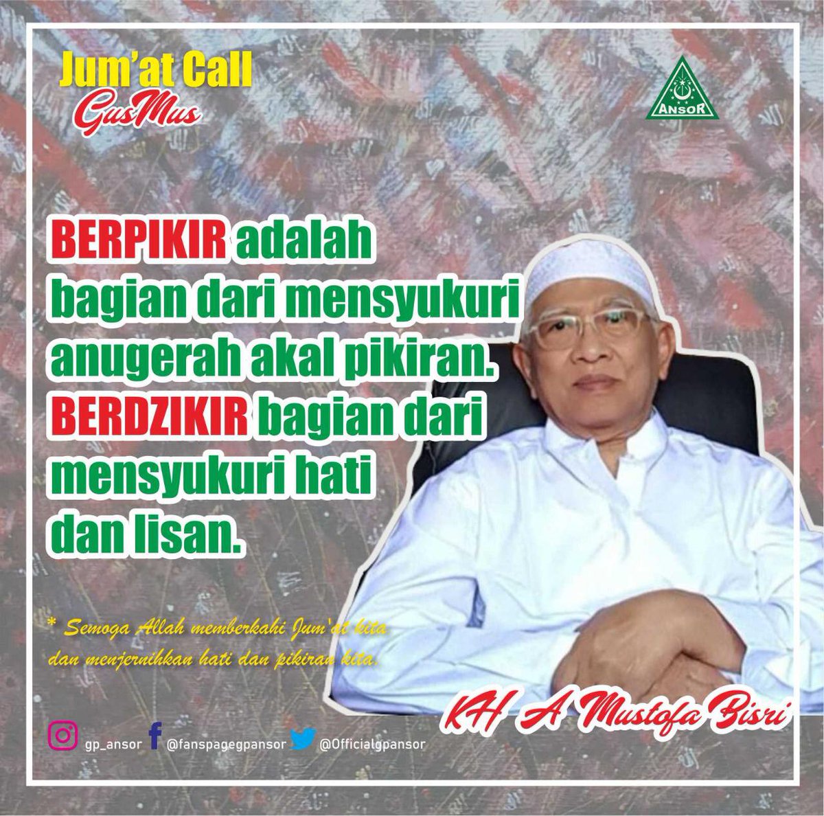 JUM'AT CALL: 
BERPIKIR adalah bagian dari mensyukuri anugerah akal pikiran. BERDZIKIR bagian dari mensyukuri hati dan lisan. ⚘

Semoga Allah memberkahi Jum'at kita dan memasukkan kita ke dalam golongan hamba-hambaNya yang pandai bersyukur.