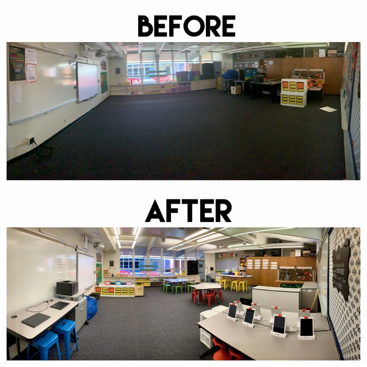 EstockCollab's tweet photo. After a deep clean we are getting the Collaboratory all set up for our returning @EstockEagles 🦅
Making some changes, moving things around, &amp; highlighting some of our new #InnovationGrant resources! 
#TUSDthrives #weareTUSD
#MakerSpace @TPSF_Tustin https://t.co/s6jD1wrUJp