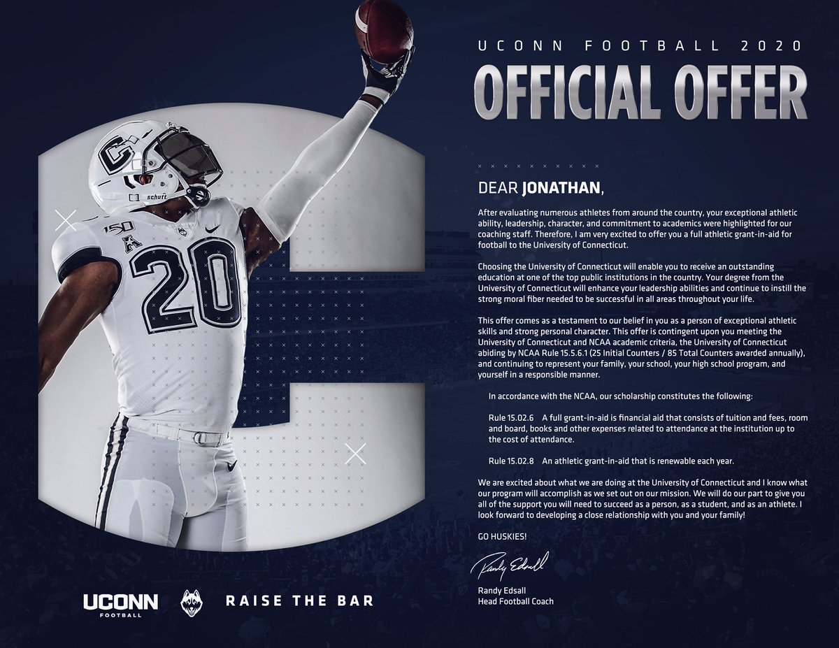 JonathanSncal2's tweet photo. Extremely blessed to receive my official offer from UCONN! Thank you to the entire staff for the opportunity!! https://t.co/znW0UE02vI