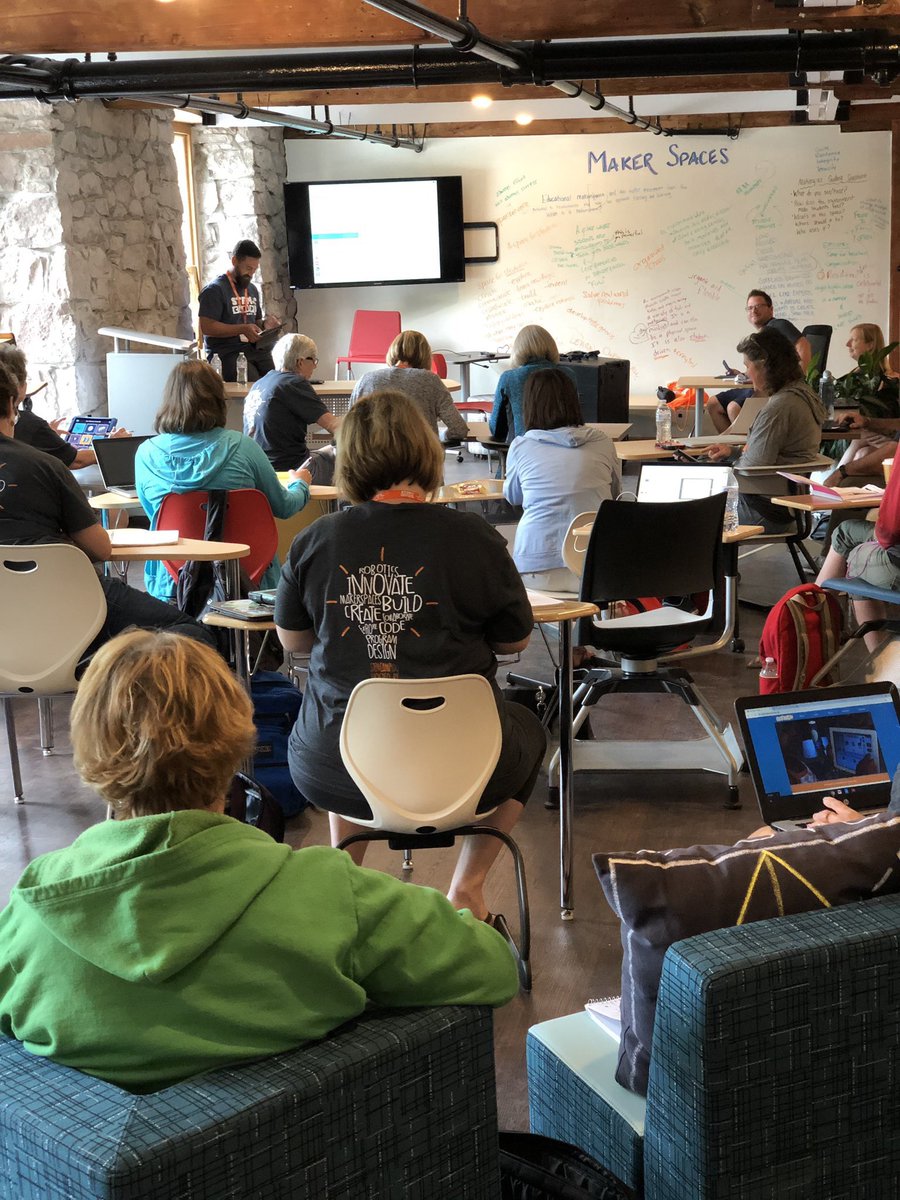 Snolanedu's tweet photo. Although I was only able to attend one day I saw the impact @STEMCampEdu had upon 90+ educators. I know this will be the stone thrown that creates ripples through their districts. The opportunity to present #codingprimary and be on the discussion panel was incredible. Thank you. https://t.co/ZGdRrhyaeV