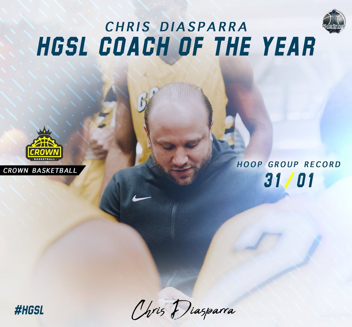 HGSL_HoopGroup's tweet photo. Big time s/o to Chris Diasparra, Asst John Alimo &amp; @CrownBBALL on having an absolutely terrific year this season! Incredibly tough &amp; smart group that played as a unit at all times, and competed at the highest level. 

They won 5 @TheHoopGroup #HGJamFest events this year! 
👏🏼💯🏀 https://t.co/GrC2CrlwWW