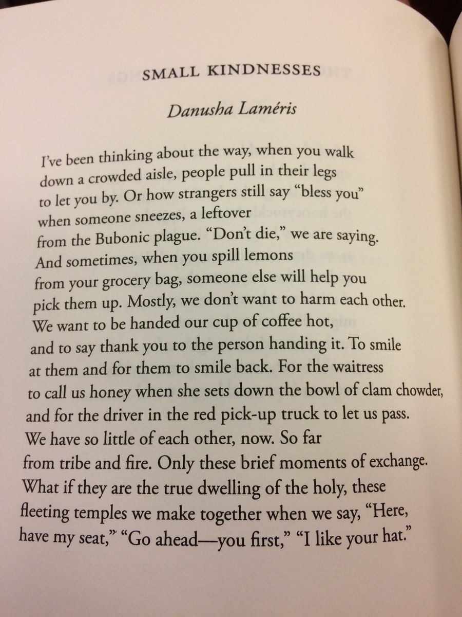 "Small Kindnesses", a poem by <a href="/DanushaLameris/">Danusha Laméris</a> | singingbowl.org/so-far-from-tr… via <a href="/singingbowlpoem/">The Singing Bowl</a> HT <a href="/AutumnHousePrs/">Autumn House Press</a>