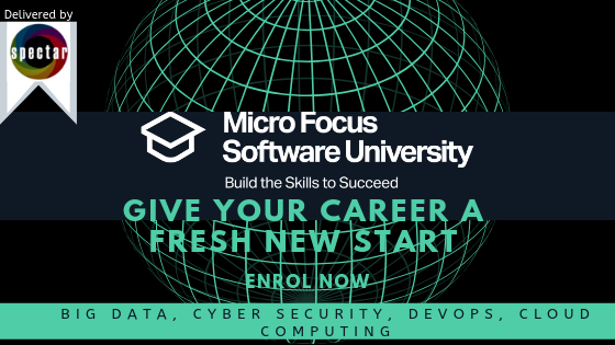 SpectarG's tweet photo. For all the job seekers, here's an opportunity - 
Give your career a Fresh New Start..
Enrol now with these Trending courses and Kick start your career.
#spectarlearning #jobseekers #Bigdata #MicroFocus   #cybersecurity  #CareerSuccessStories #CloudComputing #DevOps https://t.co/OJ01Be1dp4